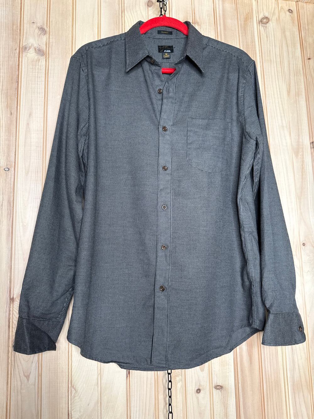 J. Crew Button Down Cotton Cashmere Blend Shirt Check Blue Classic Mens Size M